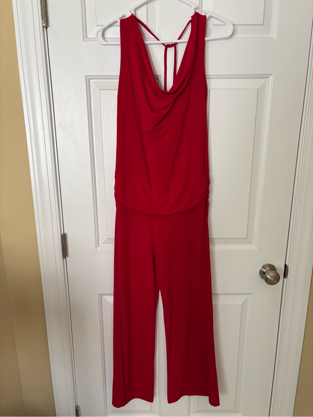 Burberry Red Sleeveless Cowl-Back Jumpsuit